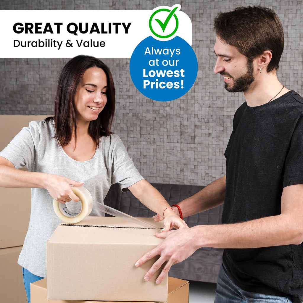 6 Rolls | 2.4 mil Clear | 65 Yards Each (390 Yards Total) | 2" Premium Packing Tape Heavy Duty Packaging Tape for Shipping Moving Stronger Thicker