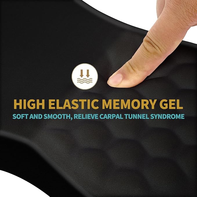 Hokafenle Ergonomic Mouse Pad Wrist Support with Massage Design, Wrist Rest Pain Relief Mousepad with Memory Foam&Non-Slip PU Base, Mouse Pads for Wireless Mouse & Desk (12x8 inch,Black)