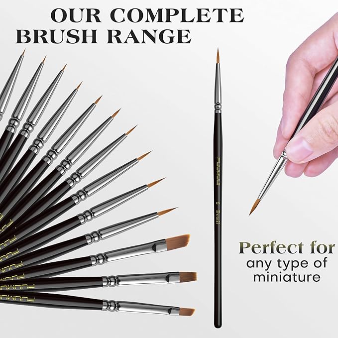 Miniature Model Paint Brushes Drybrush Set 18pcs for Effect, Fine Tip Model Painting - Professional Dry Brush Detail Paint Brushes for Tabletop & Miniature Acrylic, Watercolor, Oil Painting