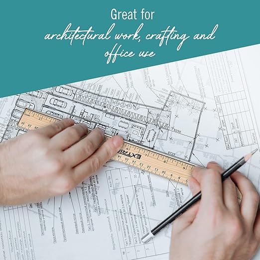 Rulers 6 Pack - Rulers 12 Inch, Wood Ruler with Metal Edge Great for School, Classroom, Home, and Office