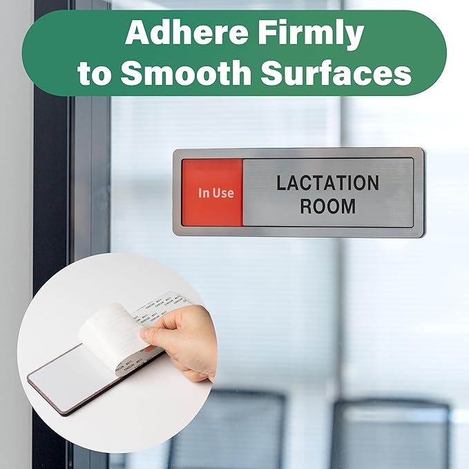 Lactation Room Door Sign with Slider, Do Not Disturb Privacy Office Sign, In Use/Available Acrylic Sliding Indicator for Business Hospital Home, Brushed Silver 8" x 2.6"