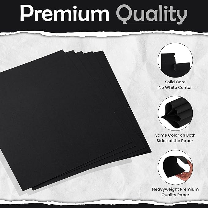 SANZIX 120 Sheets Black Cardstock Paper 8.5 x 11 80lb/216 GSM Cover Card Stock for Invitations, Drawing, Menus, Decorations, DIY Cards, Scrapbook, Calligraphy & Crafts | Heavyweight Printer Paper