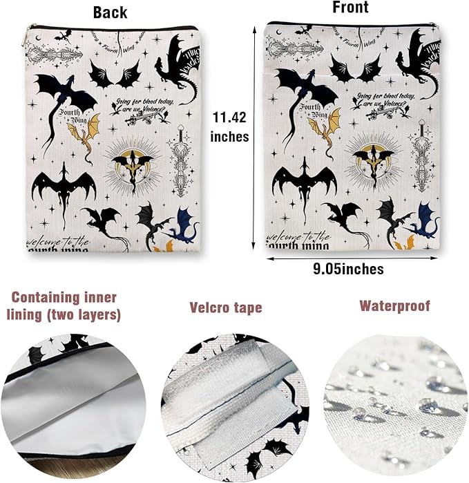 Romantasy Dark Academia Dragons Book Sleeve, Fantasy Novel Reader Gift, Bookish Gifts, Book Inspired Gift, Paperback Book Protector Book Cover Dragons Lovers Book Gifts (Dragons Book Sleeve-1106)