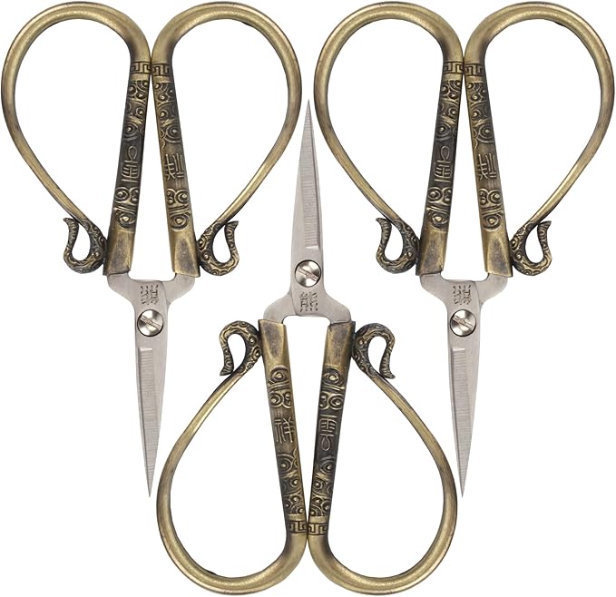 JubileeYarn Classic Chinese Small Embroidery Craft Scissors - Bronze - 3 Scissors