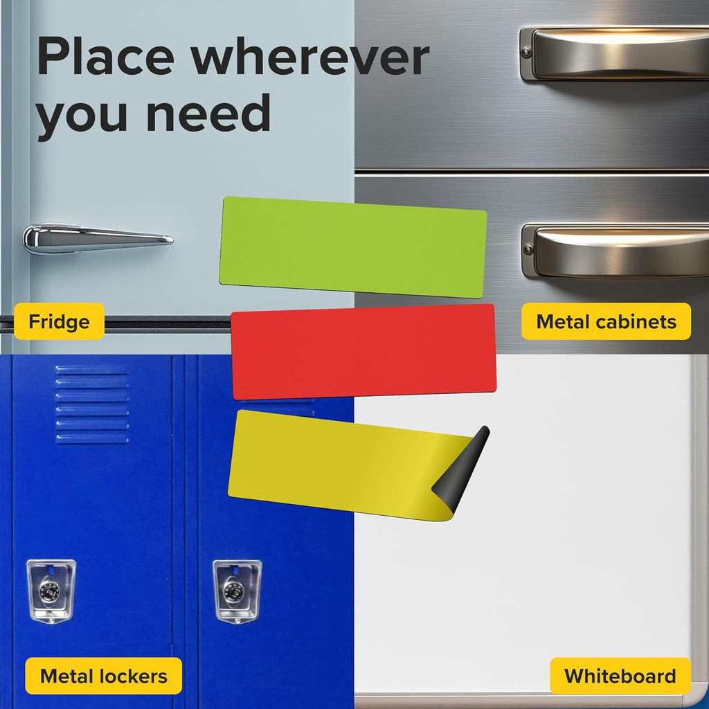 Dry Erase Magnetic Labels 60pcs, 1"×3"×0.7mm (Multicolor: White, red, Blue, Yellow, Green)