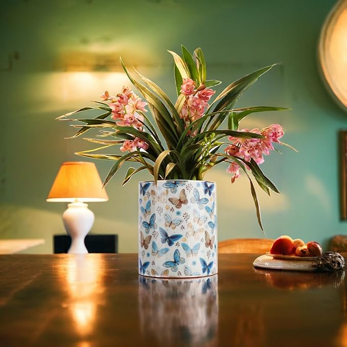 Pencil Cup Sturdy Metal frame with white Ceramic Pen Holder For Desks and kitchen Appliance Holders