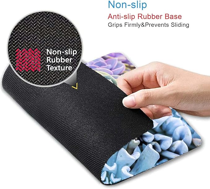 Cute Mouse Pad,Succulents Mouse Pad,Mouse Mat Square Waterproof Mouse Pad Non-Slip Rubber Base Mousepad for Office Laptop, 9.5"x7.9"x0.12" Inch