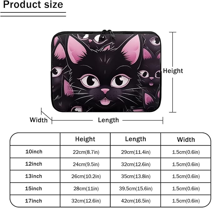 Black Cat Printed Laptop Briefcase for Women Men, Waterproof 13 Inch Laptop Bag Messenger Bag Lightweight Laptop Case for Office Business Traveling Daily Use, Gift for Father