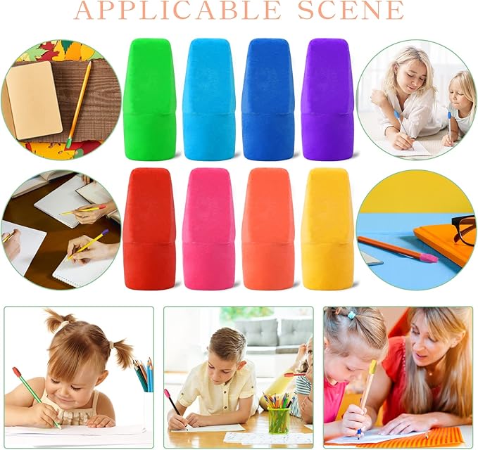 PRALB 400PCS Pencil Top Eraser Bulk Caps for Pencils,Chisel Shape Erasers Toppers Assorted Colors for Party Favors Games Prizes, Pencil Top Erasers Cap for Home School Classroom Office
