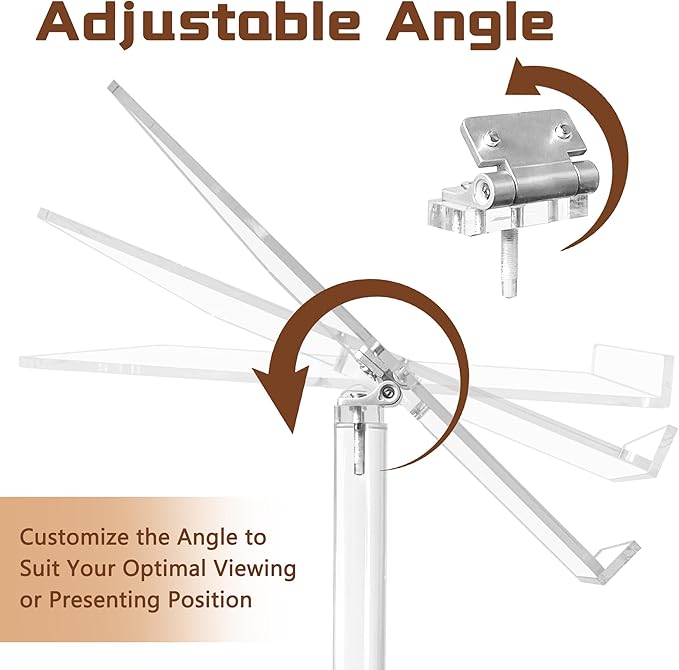 Podium Stand, Lecterns & Podiums, Acrylic Adjustable Angles with Metal Base, Podium for Church, Weddings, Classroom, Speech (Clear, 16" L x 12" W x 42.5" H)