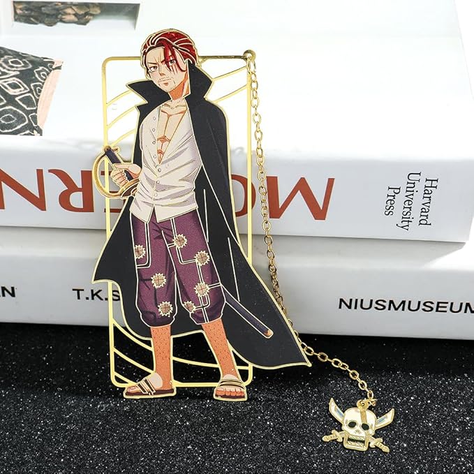 One Pieces Anime Luffy Shanks Uta Book Mark - Brass Metal Bookmark, Stationery School Supplies, Gift for Book Lover, Friends, Anime Fans Collection (Set-3)