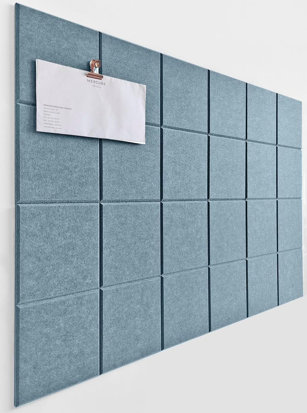 Cork Board 24 x36 Alternative - 6 Pack Felt Wall Tiles with Safe Removable Adhesive Tabs, Cork Boards for Walls Home Office Pin Board Tack Board Cork Board - Gray Blue