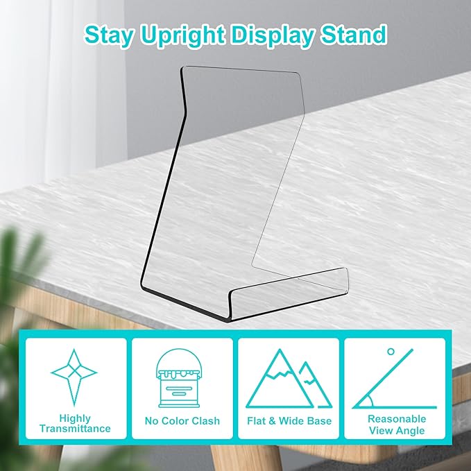 Boloyo Acylic Upright Display Stand, 10PC 6 Inch Clear Display Holder Easel Base Picture Frame for Home Office School Store to Display Book, Vinyl Record, Album, LP Cover, Artworks, CDs