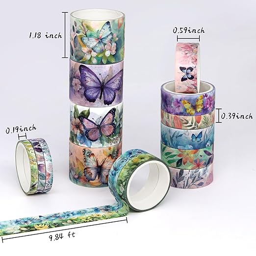 20 Rolls Washi Tape Set - Floral Butterfly Decorative Masking Tape, Adhesive Tape for Bullet Journal Supplies, Junk Journal, Diy Craft, Scrapbooking Supplies, Gift Wrapping, Party Decoration