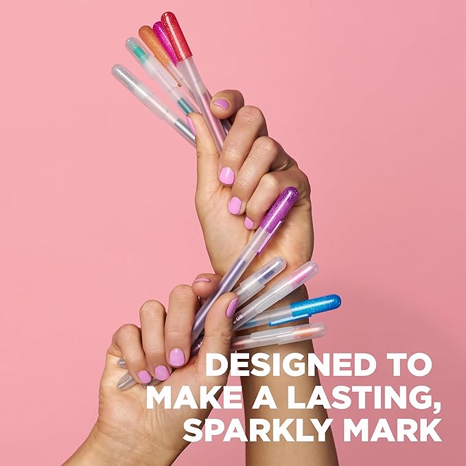 SAKURA Gelly Roll Retractable Gel Pens Colored - Stardust Glitter Gel Pens - 08 Medium Point Ink Pen for Journaling, Art, or Drawing - Assorted Colored Ink - 10 Pens