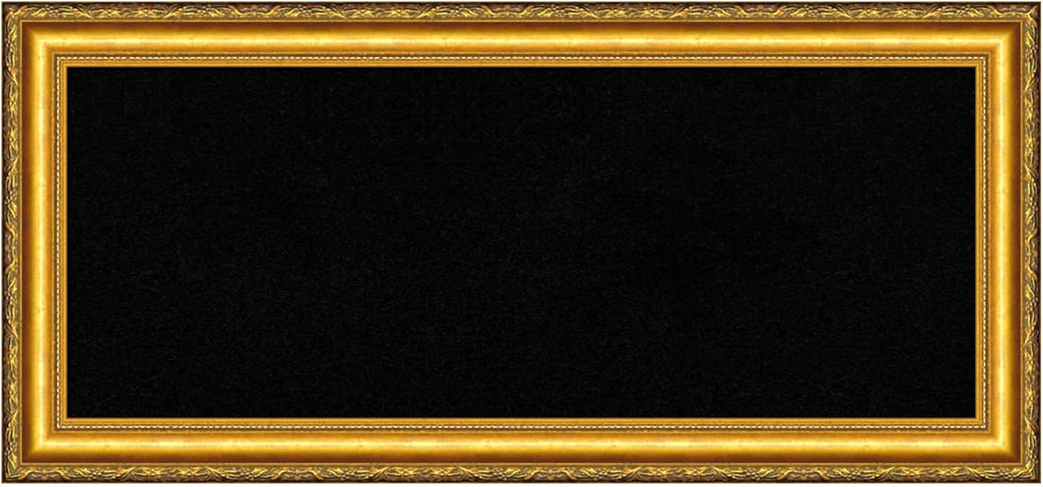 Amanti Art Black Cork Board for Wall, 16x34 Vision Board with Gold Wood Frame, Medium Corkboard Office Decor for Home Organization, Traditional Corkboard Pinboard to display items for home