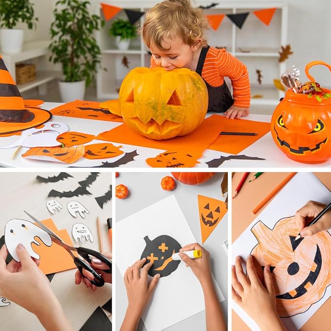 100 Sheet Assorted Halloween Colored Card Stock 65 lb Printable Card Stock Paper for DIY Halloween Card Making Hocus Pocus Party Gift Craft Supplies, 8.5 x 11 Inch