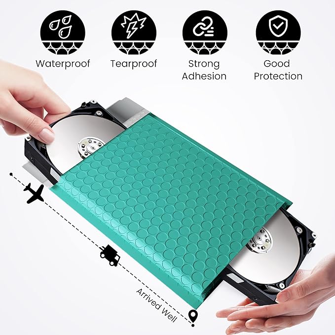 Fuxury Bubble Mailer, 6x10 Inch Bubble Mailers 50 Pack, Self-Seal Adhesive Padded Envelopes, Water Resistant Mailers, Shipping Envelopes for Packaging, Small Business, Mailing,Bulk Teal #0