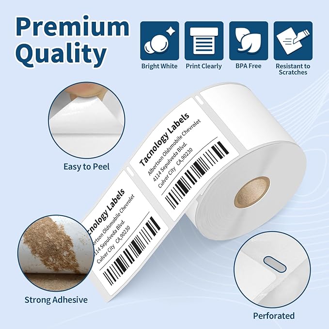 16 Rolls 6400 Labels Compatible with DYMO 30258 2-1/8" x 2-3/4" Direct Thermal Labels - Tacnology Barcode Address Replacement Use with Rollo, DYMO 450, 450 Turbo, 4XL & Zebra Desktop Printers
