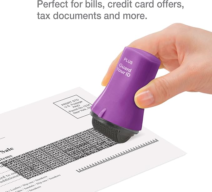 Guard Your ID ADVANCED WIDE Roller Identity Theft Prevention Security Stamp PURPLE (70110)