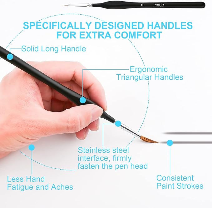 10 PCS Miniature Paint Brushes Kit, Fine Detail Painting Brush Micro Professional Tiny Paints Brush Set for Watercolor, Oil, Face, Acrylic, Nail, Line Drawing, Scale Model Painting