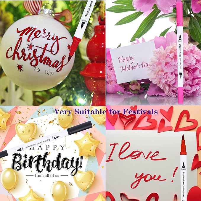 100 Colors Art Markers for Coloring,Coloring Pens,Dual Brush Tip Markers for Kids Adult Drawing,Fine Tip Pens for Art,Journaling,Doodling & Lettering