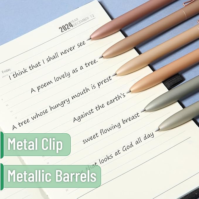 Mr. Pen- Retractable Gel Pens, 6Pack, Black Ink Gel Pens Fine Point, Metallic Earth Color Barrels, Retractable Pens, Gel Ink Pens, Aesthetic Pens for Journaling Fine Tip Pens