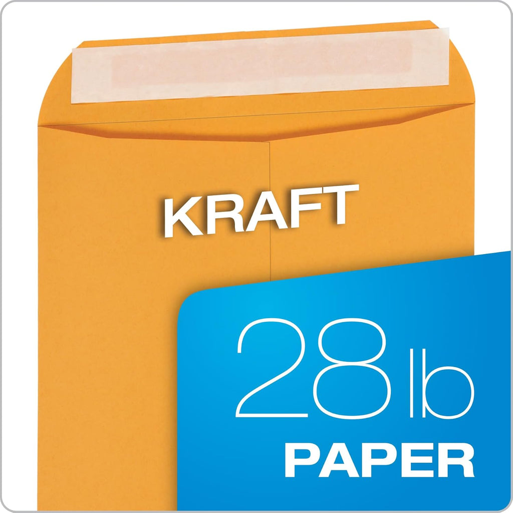 Columbian 9 x 12 Catalog Envelopes with Self Seal Closure, 28 lb Brown Kraft, for Mailing Flat Letter Size Documents or Photos, 100 Per Box (COLO341)