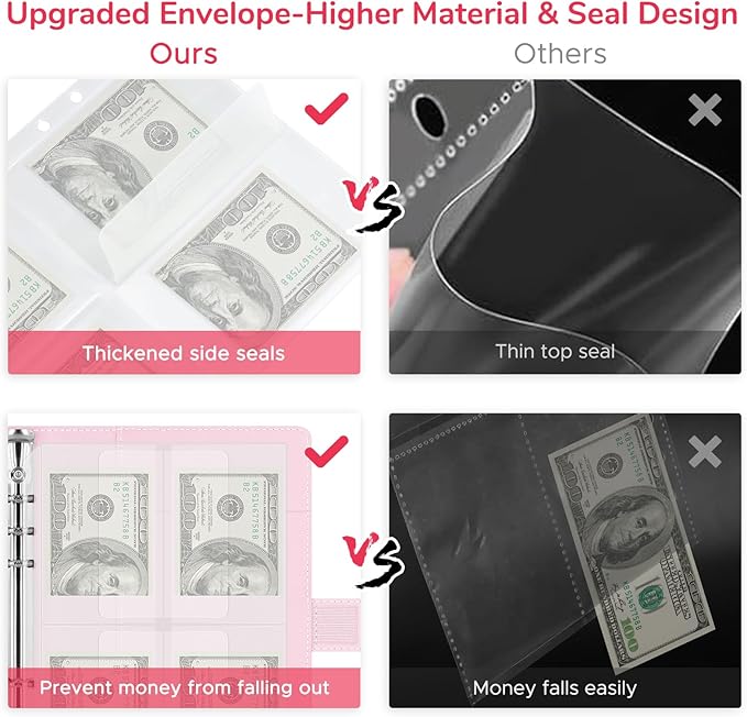 100 Envelopes Challenge Binder, A5 Money Saving Budget Binder with Upgraded Cash Envelopes & Pen, Budget Savings Challenge Book to Save $5,050, 3 Reusable Laminated Saving Challenge Tracker Included