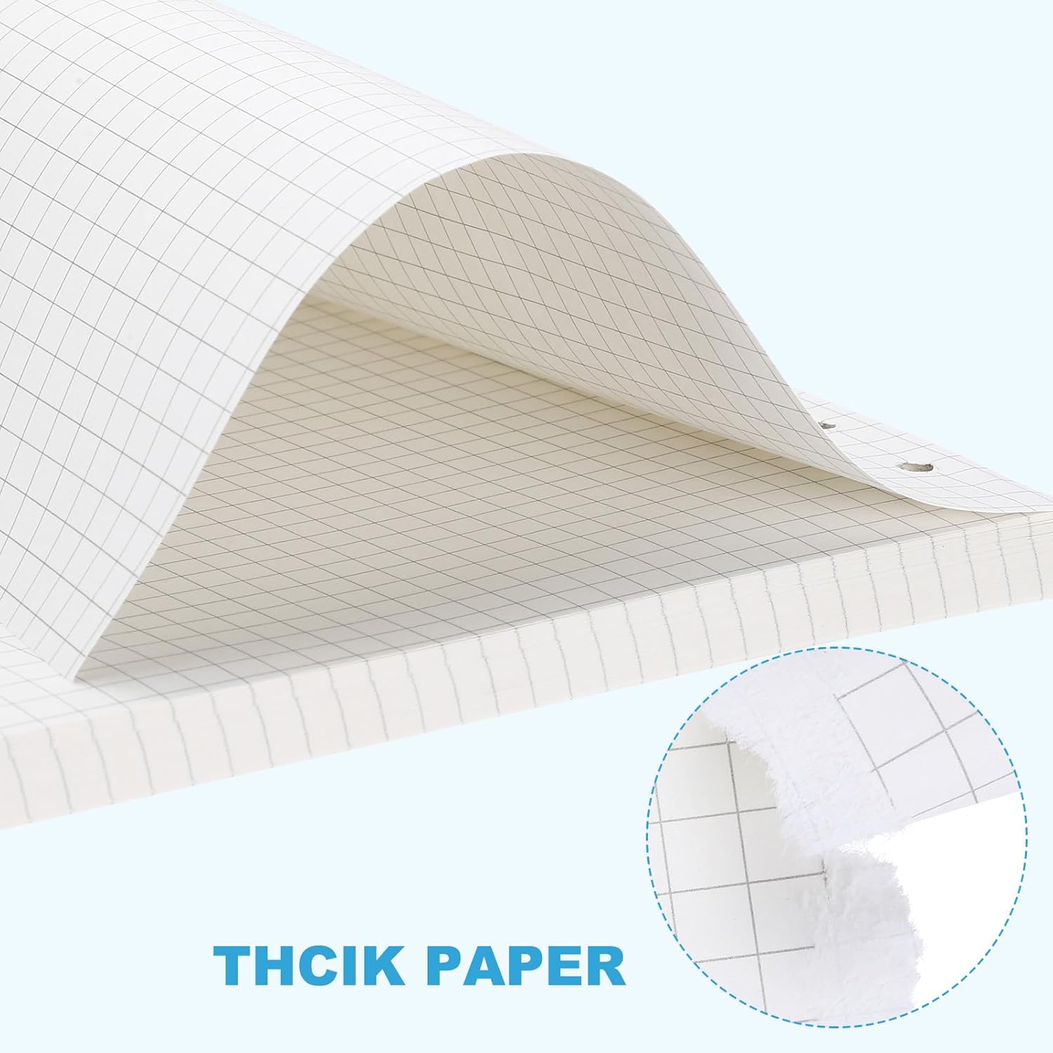 PATIKIL Grid Refill Paper 6-Ring Binder Loose Leaf Planner Filler Paper Planner Inserts, 80 Sheets/160 Pages, Lined