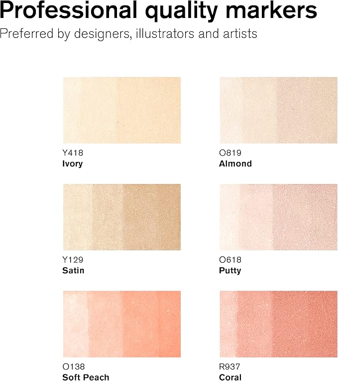 Winsor & Newton ProMarker Set, 6 Count, Skin Tones Set 1