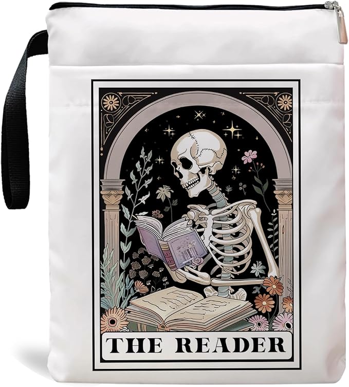 Book Sleeve, Book Sleeve with Zipper, Book Sleeve for Book Lovers, The Reader Tarot Card Book Sleeves, Book Pouch Kindle Protector, Gifts for Women Teacher Librarian Bookworm Bookish (White-C, Large)