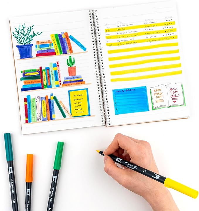 Tombow Dual Water Based Markers, Twin Tip, Primary Palette Assorted Inks, 10/Pack (56167)