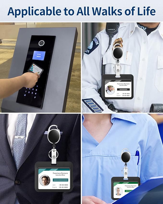 Uniclife 1 Pack Sliding ID Badge Holder Black Horizontal Hard Plastic Case with Clear Window Card Protector Pouch for Office School ID Credit Cards Proximity Key Cards Driver’s Licenses and Passes