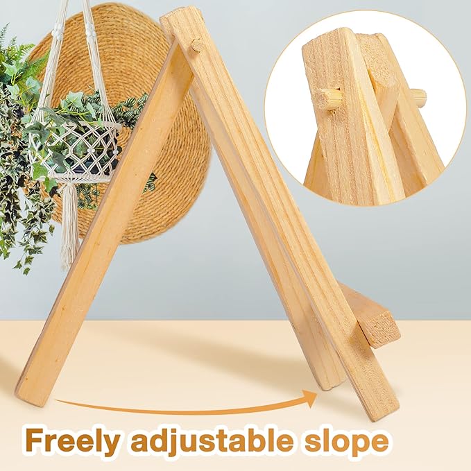 100 Pieces Mini Wood Easel Stands Small Wooden Canvas Easels Display Art Craft Tripod Painting Tabletop Holder for Artist Crafts, Business Cards, Photos, Gift(6 Inch)