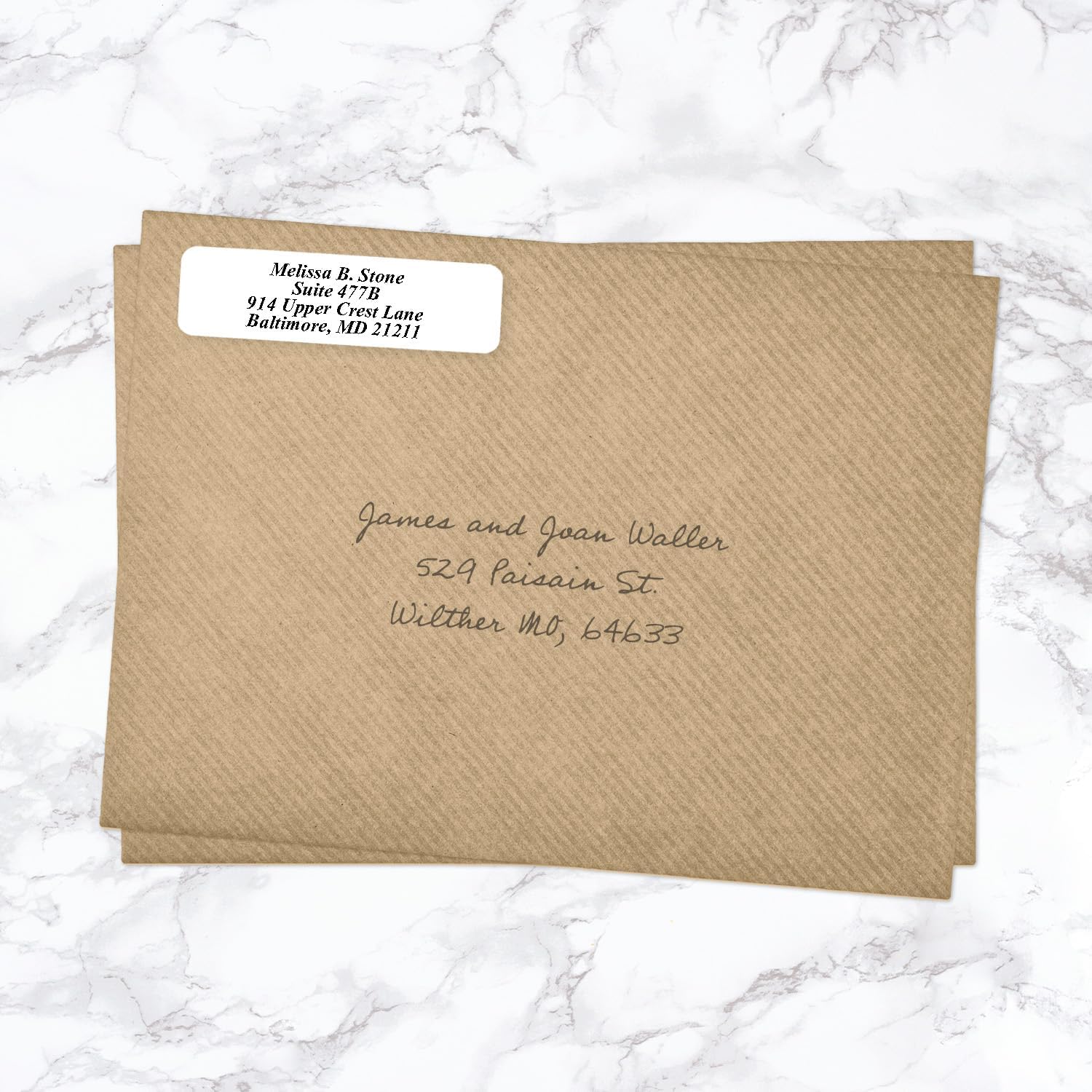 White Personalized Return Address Labels with Elegant Dispenser - Roll of 250 Custom Stickers