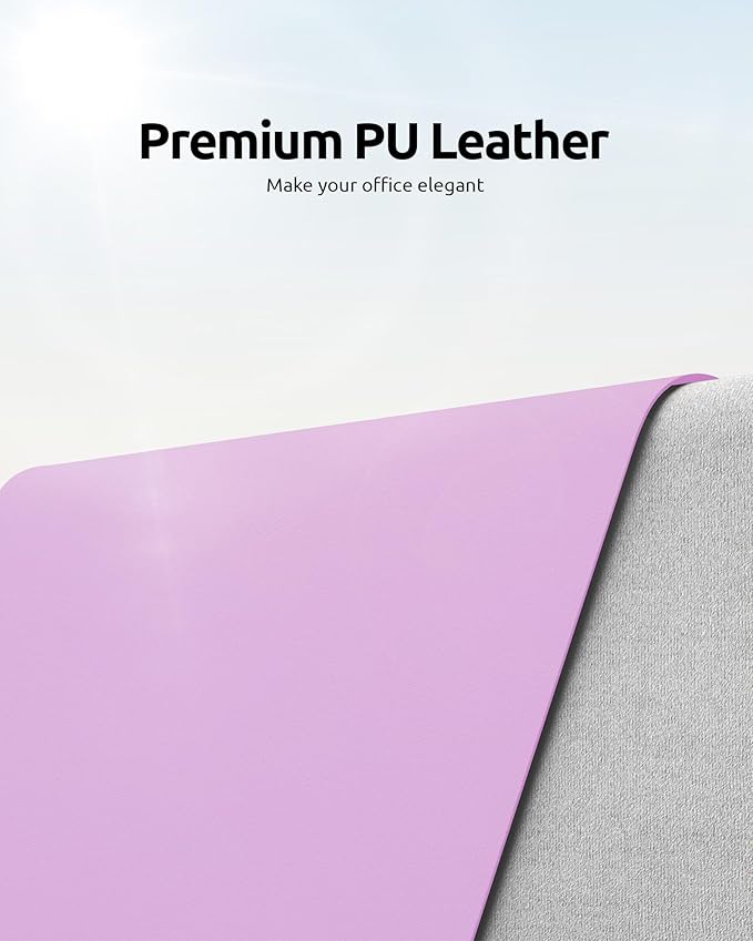 YSAGi Leather Desk Protector, Office Mat, Large Mouse Mat, Non-Slip PU Leather Blotter, Laptop Pad, Waterproof Writing Pad for Office and Home (Taro Purple, 31.5" x 15.8")