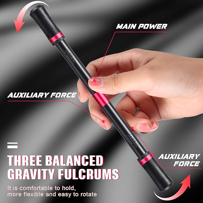 Outus 2 Pieces Spinning Pen Rolling Finger Rotating Gaming Trick Pen Mod with Tutorial No Refill Stress Releasing Brain Training Toys for Adults Office Supplies(Black and Red)