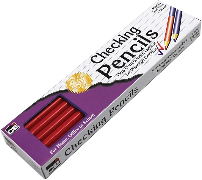 Charles Leonard Checking Pencil, Combination Red and Blue Colored Leads, 12/Box (65045)