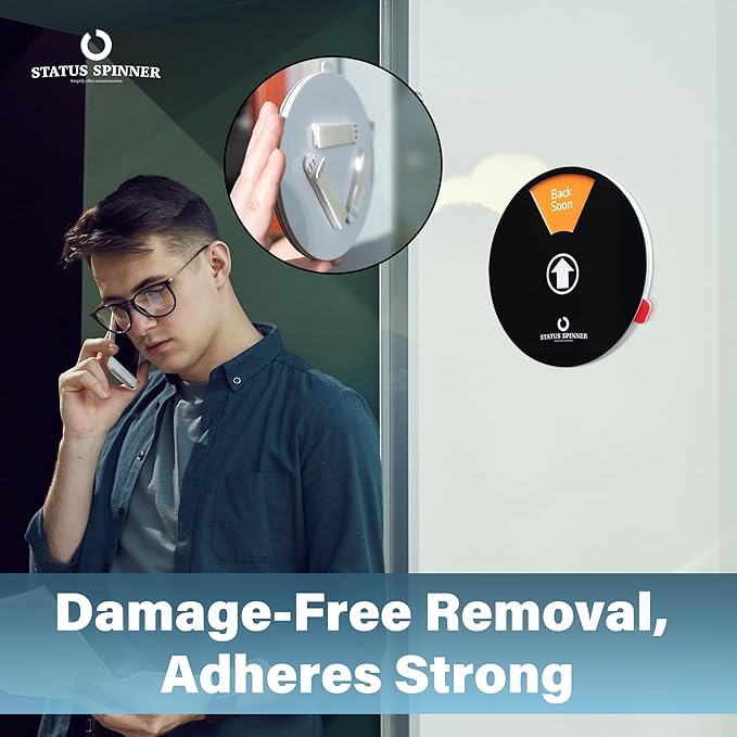 Out Of Office Sign for Door, 6 Options Status Private Sign, In a Meeting, Do Not Disturb, Working Remotely, In Out Sign Available and Away