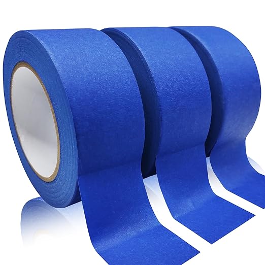 Premium Blue Painters Tape, Masking Master Tape, Paint Tape for Multi-Purpose, Painting, Painter's, DIY Crafts Arts (1.88in, 60.1yd x 3 Rolls = 180.3yd) Decoration Labeling No Residue, Easy Removal