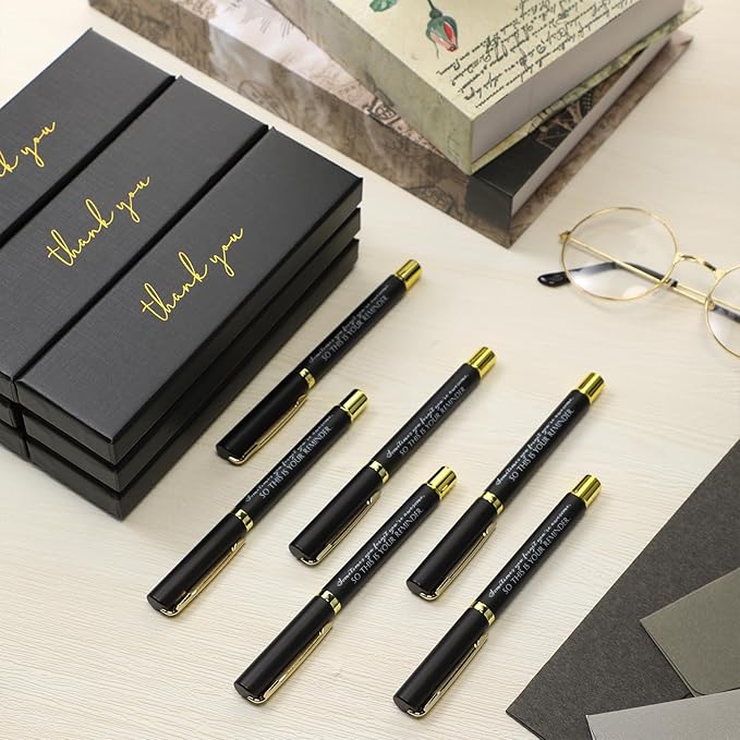 PerKoop 10 Set Thank You Gifts Inspirational Ballpoint Pens with Gift Boxes Bulk Appreciation Party Favors for Employee Coworker Staff Team Friends Office Supplies(Black,Reminder)