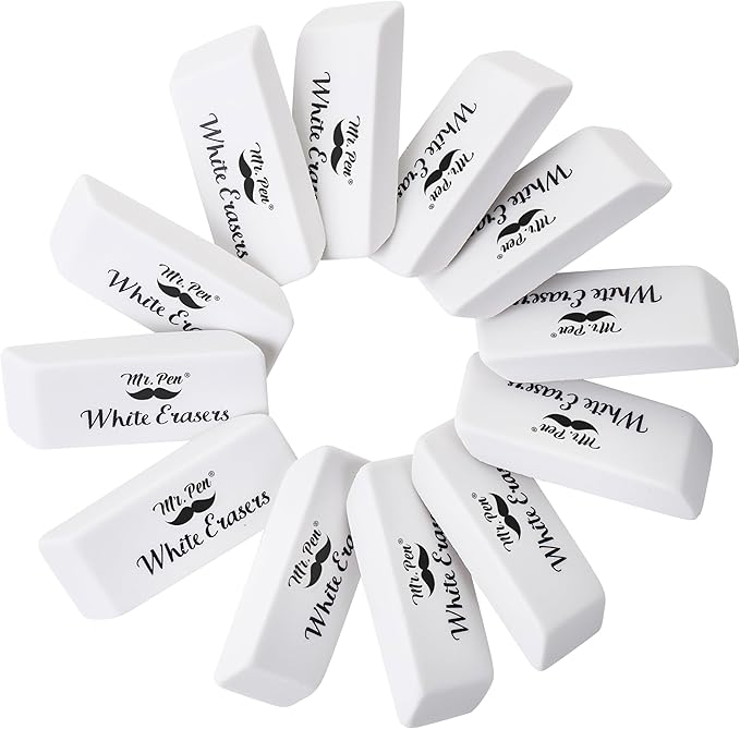 Mr. Pen- White Pencil Eraser, 48 Pack, Block Erasers for Pencils, Mr Pen Erasers for School, Large Eraser