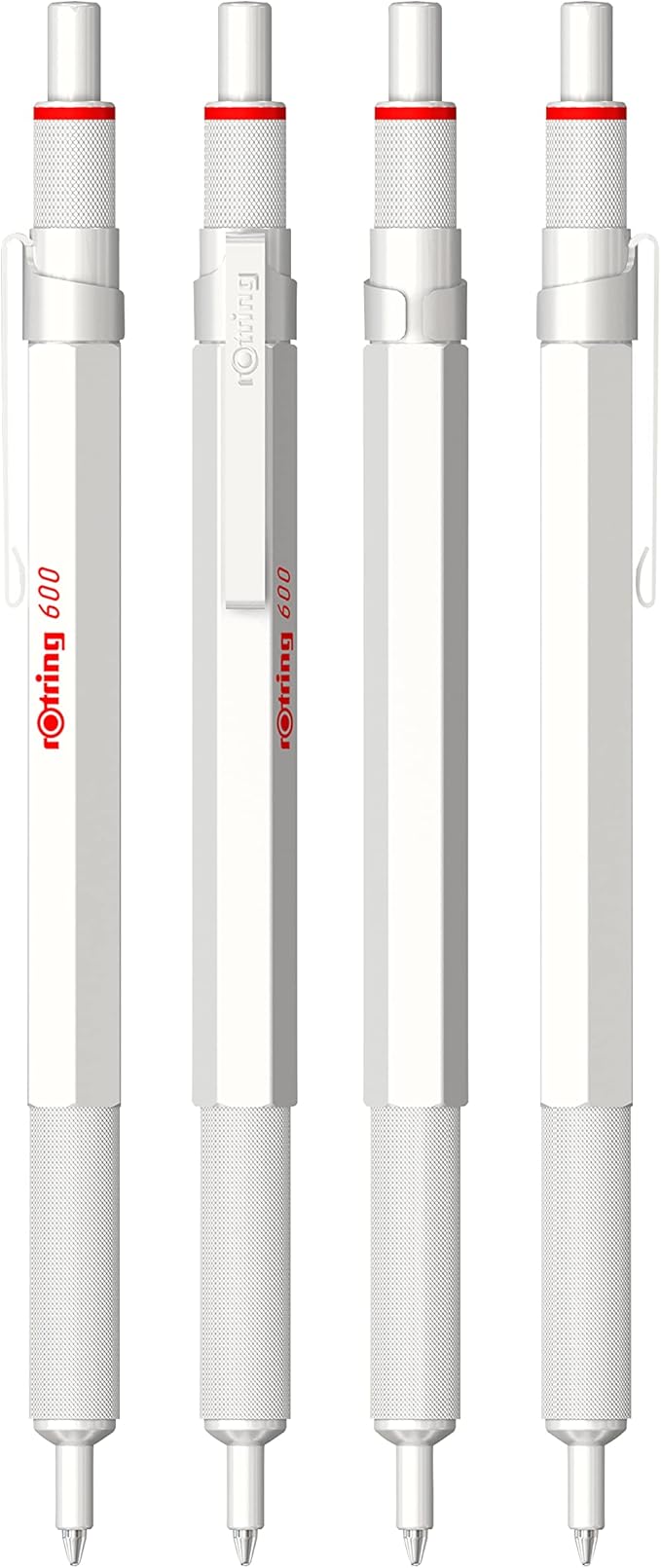 Rotring 600 Metallic Ballpoint Pen Medium Point Black Ink Pearl White Barrel Refillable 1 Count