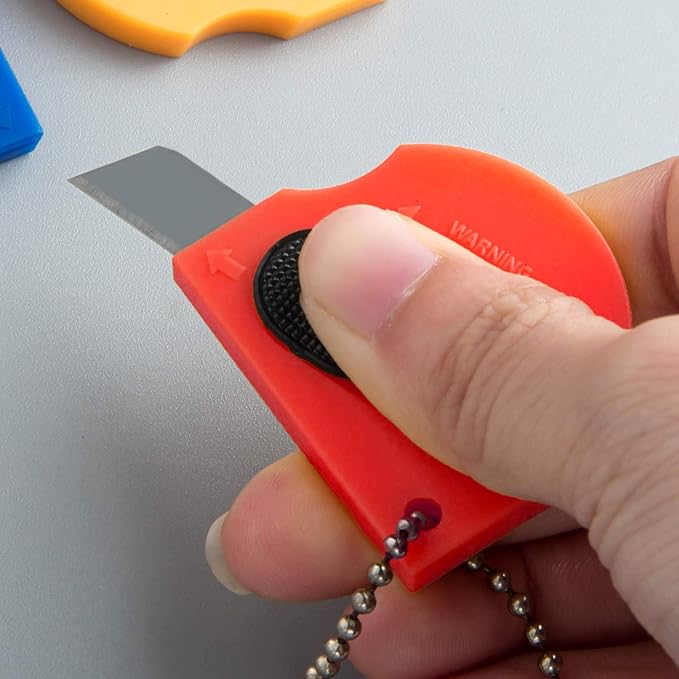 18 pack Mini Portable Utility Office Keychain with auto Retractable Blade Pocket Knives Letter Opener Small Box Cutter(orange)