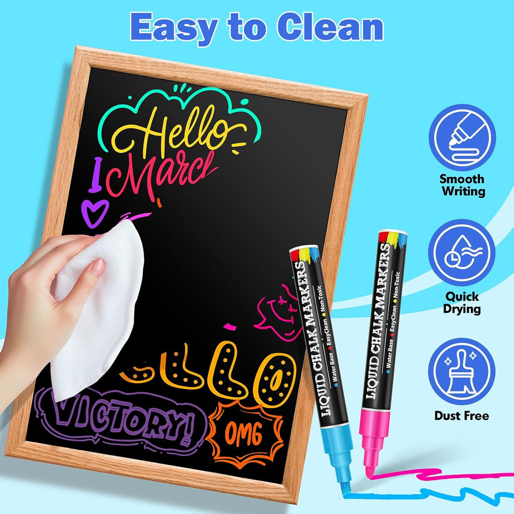 30 Pack Liquid Chalk Markers for Blackboard, Dry Erase Markers Pens for Chalkboard Calendar Window Car Glass, 6mm Reversible Tip, Dust-Free Chalk Pens for School Kids Bistro Businesses Restaurants