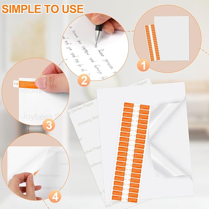 Joyberg Shipping Labels, 8.5""x11"" Shipping Label Paper, 2 Per Page Printable Sticker Paper, Shipping Label Printer Paper, Label Paper for Laser/Inkjet Printers, White