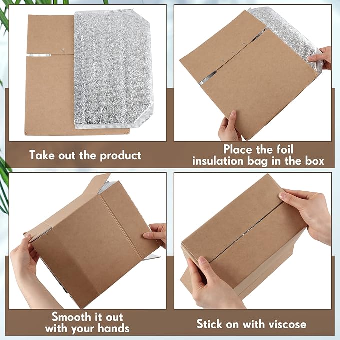 Nuanchu 10 Pieces Double Insulated Mailing Boxes with Aluminum Foil Insulated Bag Liner Cooler Small Mailing Box for Mailing Frozen Food Cold Mailing Boxes for Mailing Packing Moving, 9" x 5" x 6"