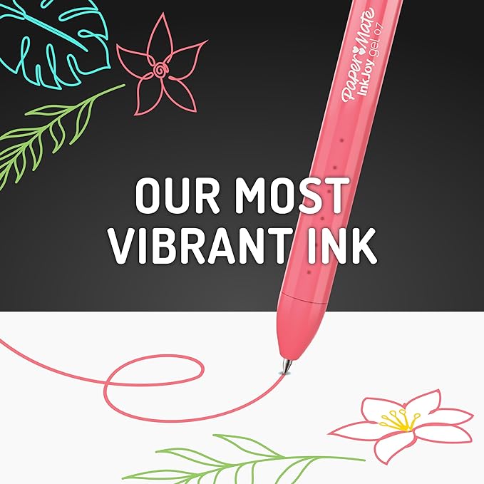 Paper Mate InkJoy Bright Gel Pens, Medium Point (0.7mm), Retractable, Assorted Opaque Ink, 6-Pack, Comfortable Grip, Vivid Colors
