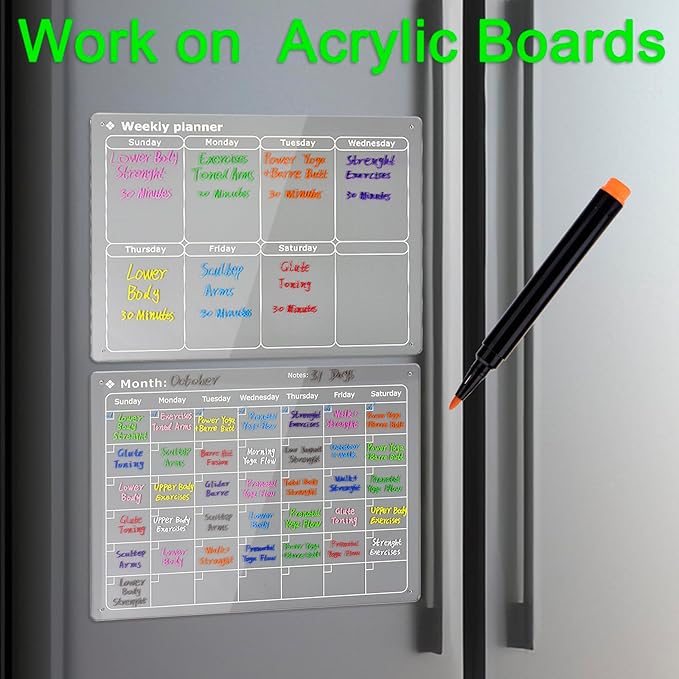 24 x Chalk Markers,Liquid Chalk Markers, Chalkboard Markers for Acrylic Fridge Calendar Board,Window, Mirror,Glass,12 Vibrant Colors, 1mm Fine Points